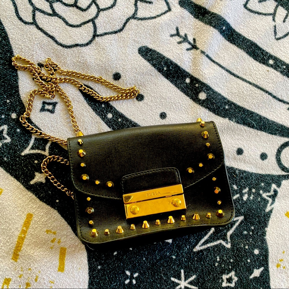 Furla black handbag, crossbody bag